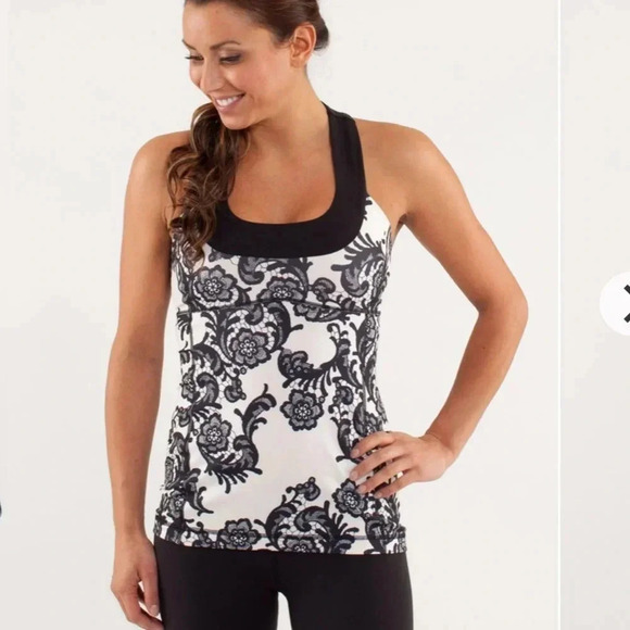 Lululemon | Laceoflage Scoop neck tank - Polar cream black - US8 - Picture 1 of 7